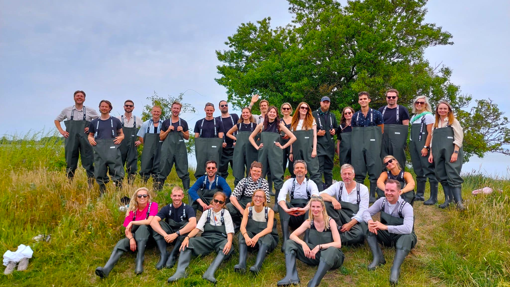 Gruppe - tangsafari iført waders